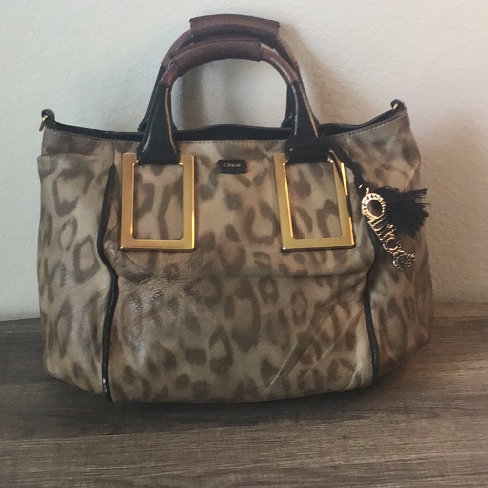 Chloe Brown Spotted Leather Handbag